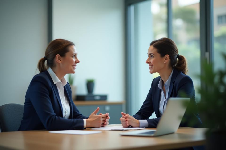 Professional interview setting showing effective communication
